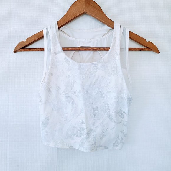 Lululemon Break Free Crop Mesh Tank Top in Jasmine White Multi Floral Size 2 - Picture 5 of 7